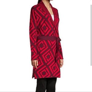 Liz Claiborne Red Geometric Cardigan/ Color Red/ Size X- Large